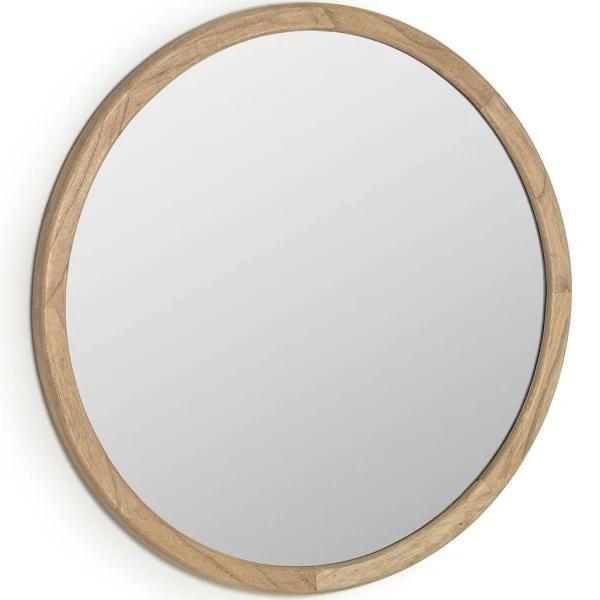 Porto Mindi Wood Frame Round Wall Mirror, 80cm