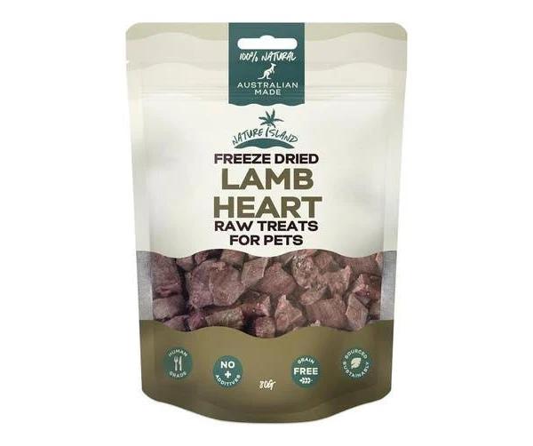 Nature Island Freeze Dried Lamb Heart Raw Treats 80g For Pets