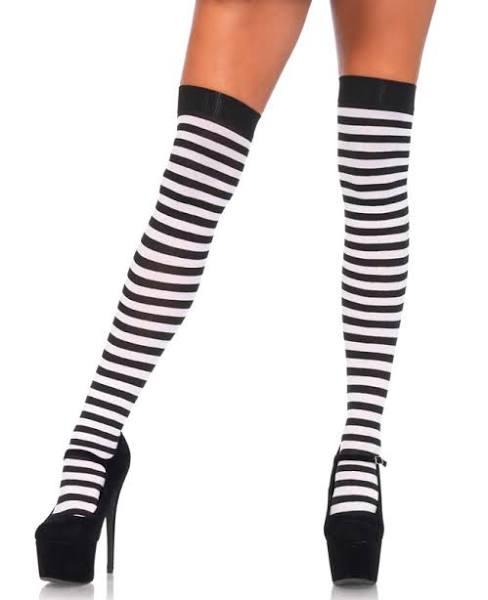 Black & White Stripe Thigh Highs