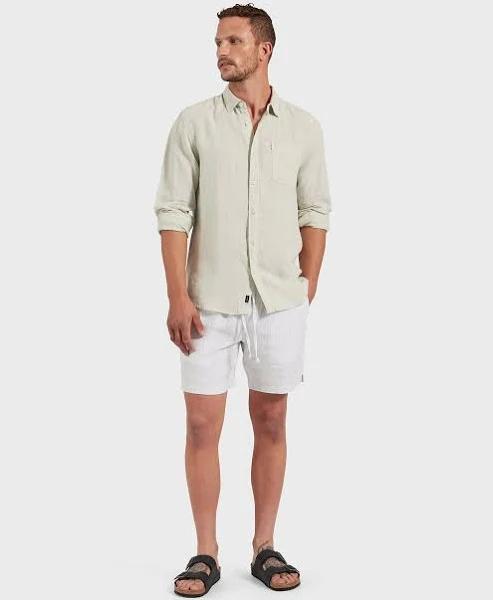 David Jones Academy Brand Hampton Linen Shirt in Sage, Size Medium