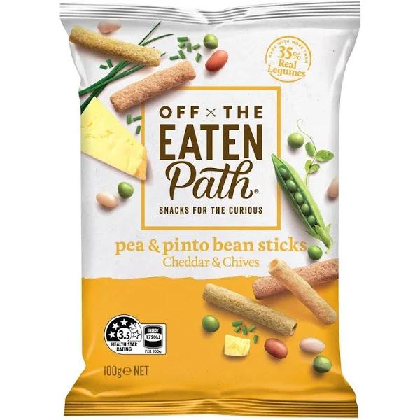 Off The Eaten Path Pea & Pinto Bean Sticks Cheddar & Chives 100g