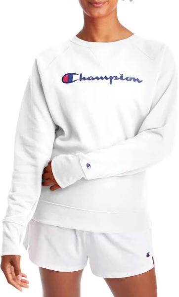 Champion gf567 y08113 Powerblend Boyfriend Crew, Script Logo - White, XS