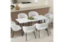 Oikiture 60cm Dining Table Kitchen Marble Tulip Round Metal Leg White