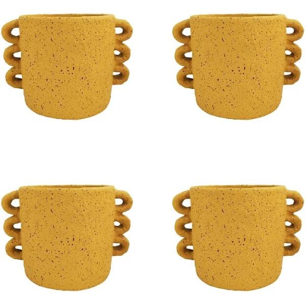 4x Urban Dayze 13cm Concrete Planter Flower/Plant Pot Home Decor Small Mustard - Earn Everyday Rewards, AfterPay Available