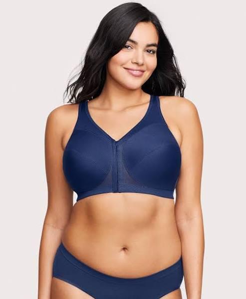 Glamorise Magiclift Front-Closure Posture Back Wire-Free Bra - Blue 24g 1265 Plus Size Bra - AfterPay Available