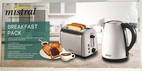 Mistral Breakfast Pack Kettle And Toaster (mcp2868w) (white) 4802nob