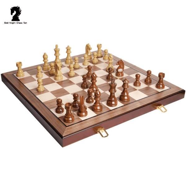 Deluxe 52*52CM Super Large Chess Set Walnut Wooden Timber Oak Folding Chessboard Gloss Pieces