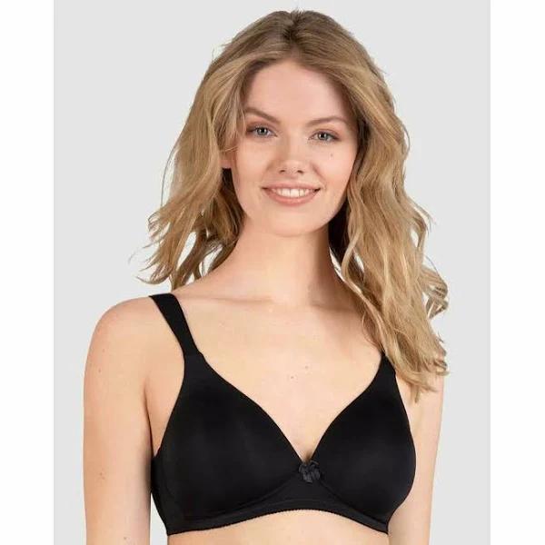 Padded Wirefree T-Shirt Bra with Wide Straps, Black / 16B by Naturana