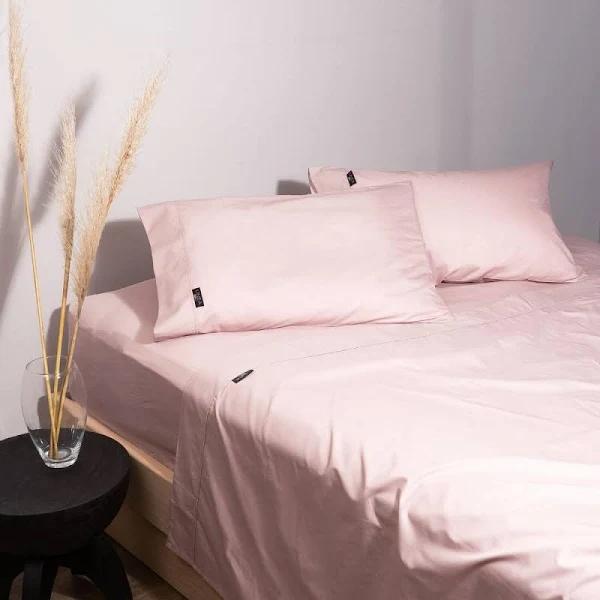 Linea Home King Bed Fitted Sheet Set 1500TC Cotton Rich Rose Water