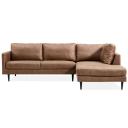 Athena 2 Seater Sofa Fabric Uplholstered Right Chaise Lounge Couch - Saddle