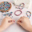 QUEFE 500pcs Craft Beads For Jewelry Making, For Bracelets Making,Space Acrylic Beads in Ink Patterns with 50pcs Spacer Beads and Crystal String