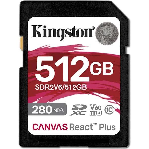 Kingston Canvas React Plus V60 SDXC 512GB Memory Card