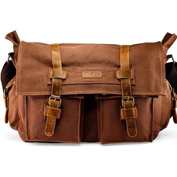 GEARONIC Men's Messenger Bag Laptop Satchel Vintage Shoulder Military Crossbody | Clothing