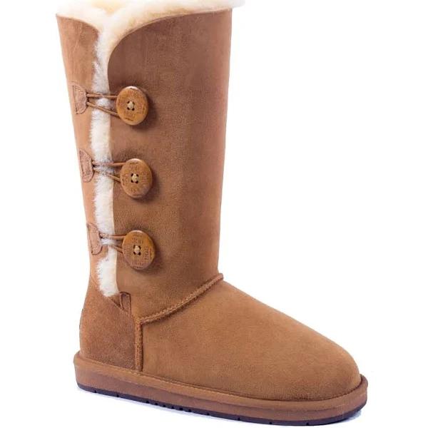 UGG Boots Australia Premium Double Face Sheepskin Tall Triple Button Chestnut 37