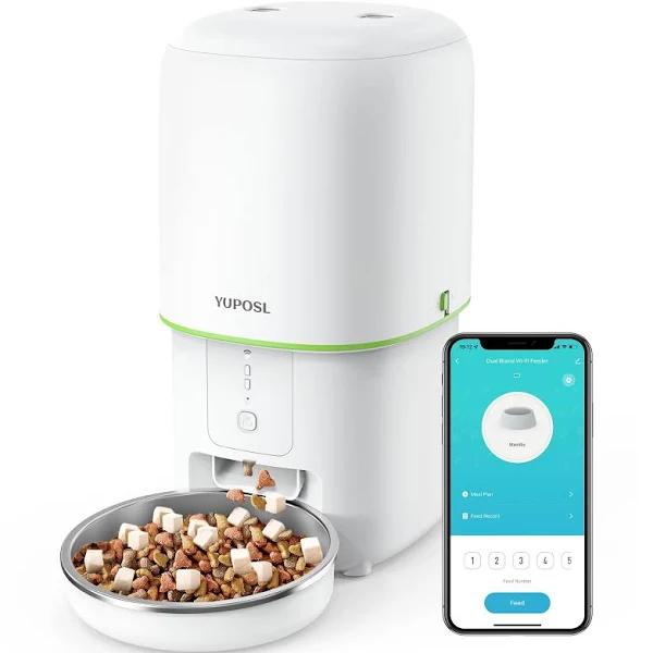 Yuposl 5G Wifi Automatic Cat Feeders Easy To Use - 16cup/136oz Cat Food Dispenser, Automatic Timed Cat Feeder With Dual-Band Wifi App Control For