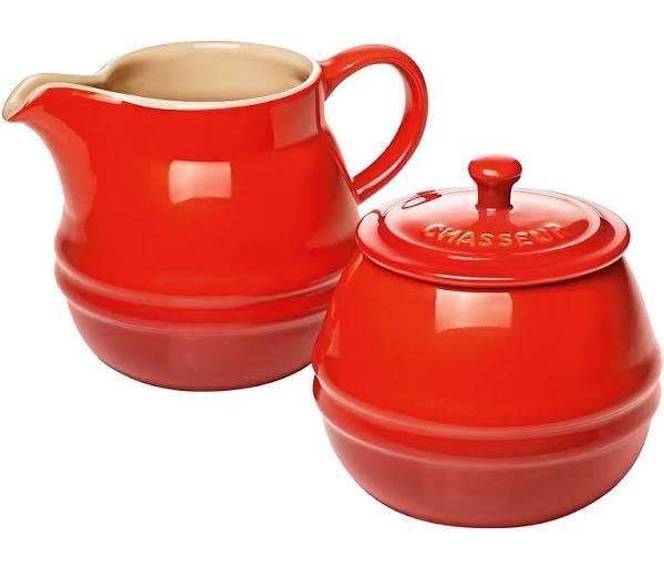 Chasseur La Cuisson Sugar Bowl and Creamer Set - Red