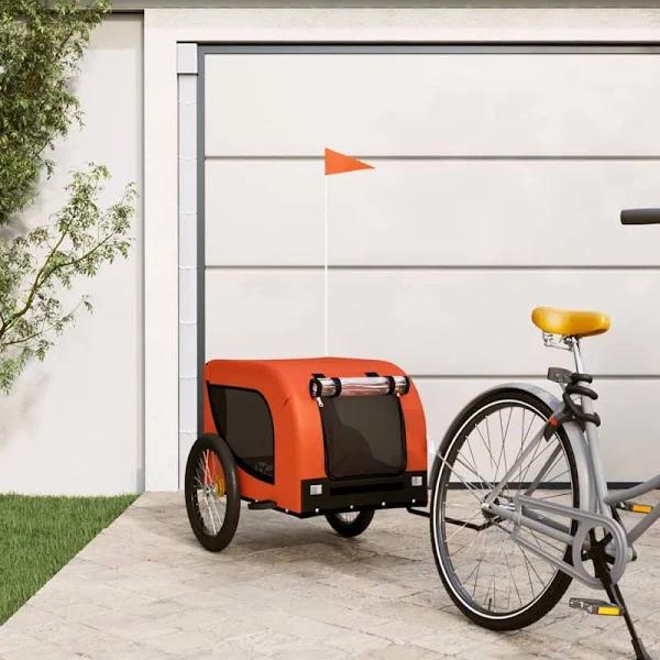 Dog Bike Trailer Orange and Black Oxford Fabric and Iron vidaXL