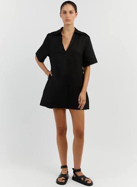 Candice Linen Smock Dress in Black Size 4 by DISSH