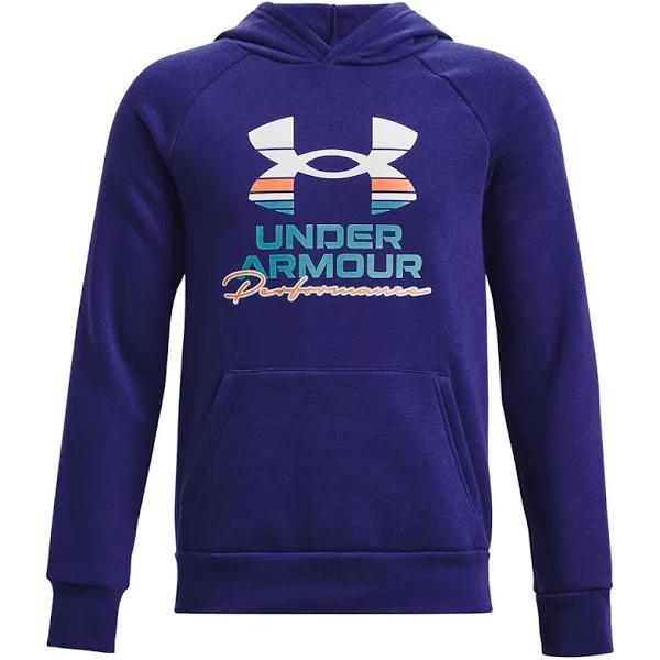 Under Armour Boys Rival Fleece Graphic Hoodie Blue M