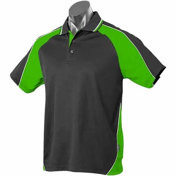 Pronto | Mens Tri Colour Driwear Polo Shirt Black+Green+White L