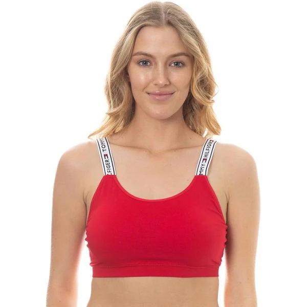 Tommy Hilfiger Women's Logo Strap 2pk Bralette - Apple Red & Black