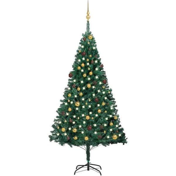 vidaXL Artificial Christmas Tree with LEDs&Ball Set Green 240 cm