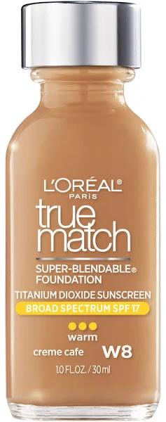 L'Oreal Paris True Match Super Blendable Makeup Foundation, W8 Creme Cafe, 30ml