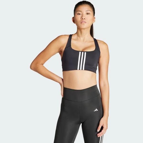 Adidas Powerimpact Training Medium-Support 3-Stripes Bra Black XL C-D Training Sports Bras