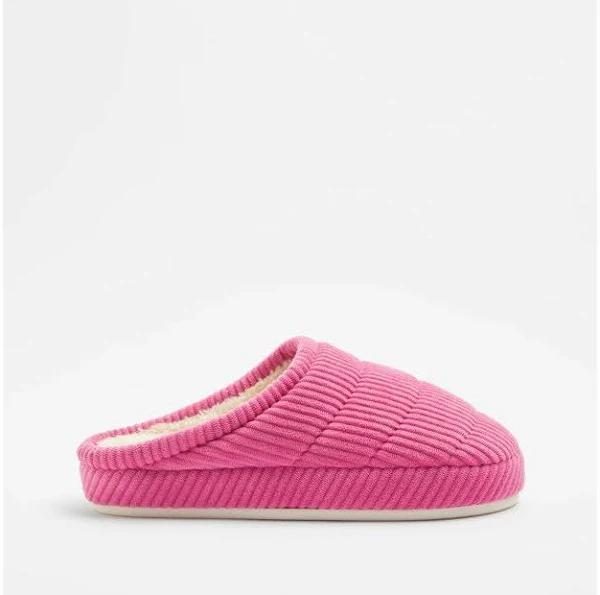 Womens Cord Puff Slipper Scuff | Pink | Size Medium | Target Woman