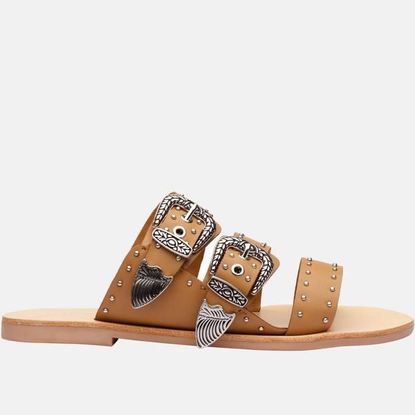 Sol Sana Eastwood Stud Slide Tan - 39 / Tan / Flat