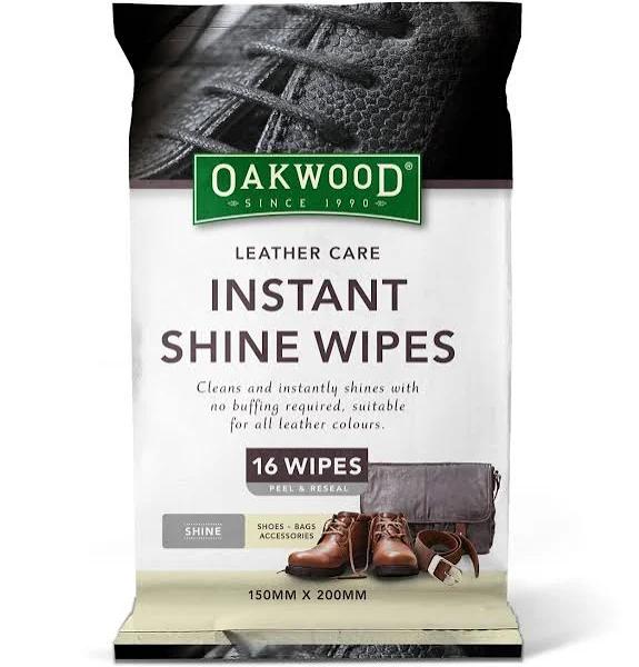 Oakwood Leather Care Instant Shine Wipes 16pk