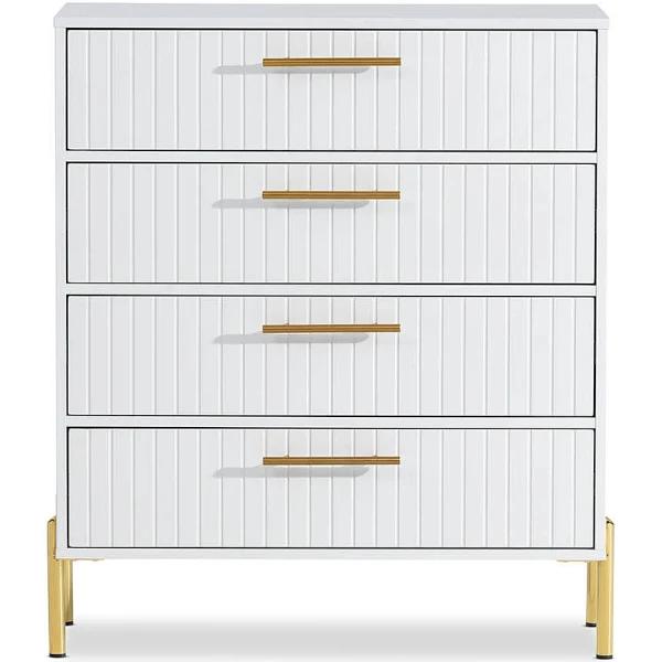 Delgado I White 4 Drawer Tall Chest I Tall Dresser I White