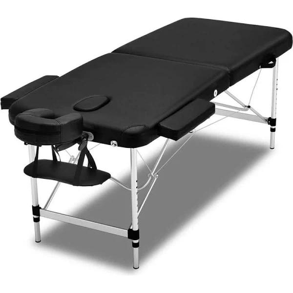 Zenses 70cm Wide Portable Aluminium Massage Table Two Fold Treatment Beauty Therapy - Black