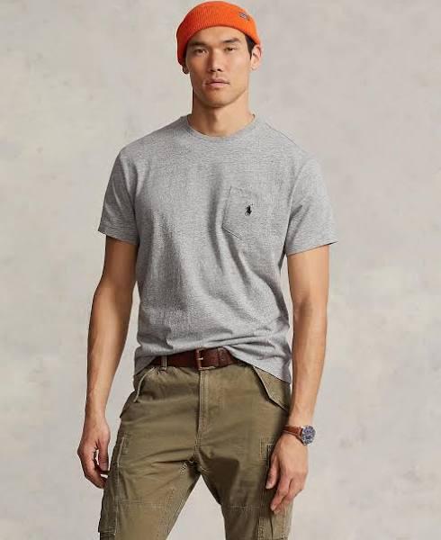 Polo Ralph Lauren - Men's Grey Basic T-shirts - Classic Fit Crew Neck Pocket Tee - Size XXL at The Iconic