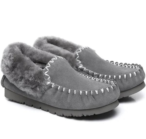 Australian Shepherd Mens Popo Moccasins Big Size Grey / 45