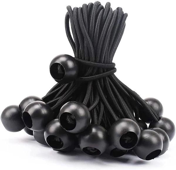 30 Pcs 9 Inches Ball Bungee Cords, Black Heavy Duty Heavyweight Tarp Black Ball Bungee, 4mm Thickness Weather Resistant Tie Down Strap - for Camping