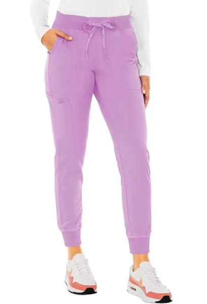 Med Couture Touch Women's 5-Pocket Stretch Cargo Yoga Jogger Scrub Pants in Lilac | Size XS Polyester/rayon/spandex