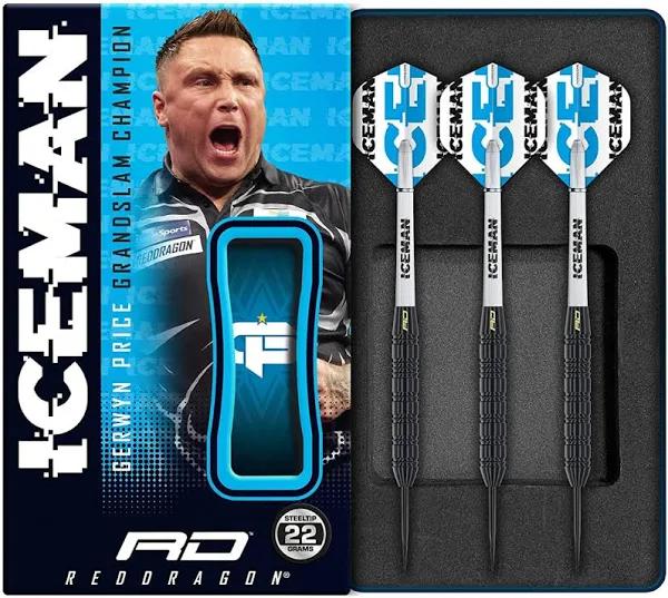 Red Dragon Gerwyn Price Iceman 22 Gram Brass Edition Darts Set Including Flights and Stems