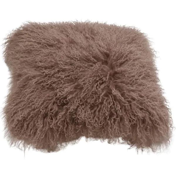 Naturally Sheepskins Mocha Long Wool Mongolian Sheepskin Cushion Cover