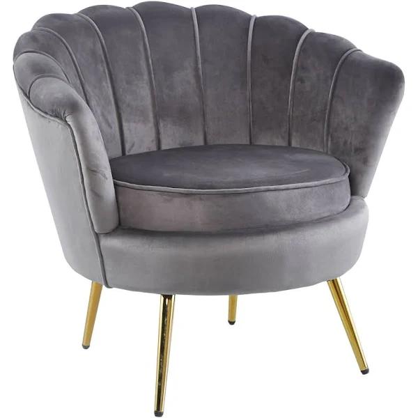 Bloomer Velvet Fabric Accent Sofa Love Chair - Grey