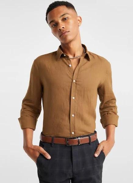 yd. West Hampton Pure Linen Shirt in Beige M