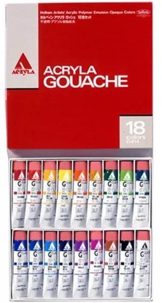 Holbein Acrylate La Gouache 18 Colors Set D414 20ml 6 Nos.