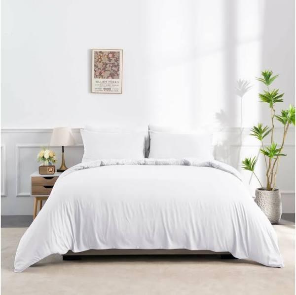 Linenova Bamboo Blend Quilt Cover Set | Australia, King / White