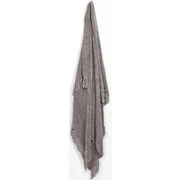 DWBH Jacquard Brushed Cotton Woven Throw Blanket 125x150cm Grey