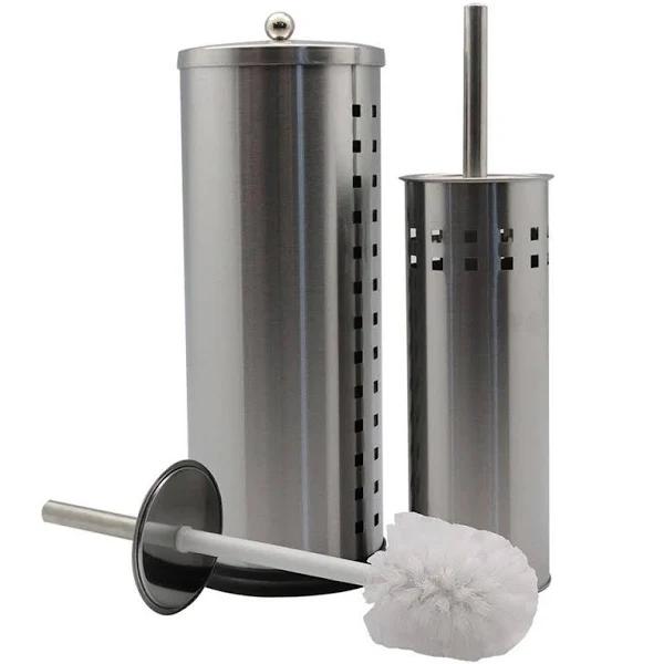 Boxsweden 3pc Bathroom/Toilet Roll/Brush Stainless Steel Holder Home/Office Set