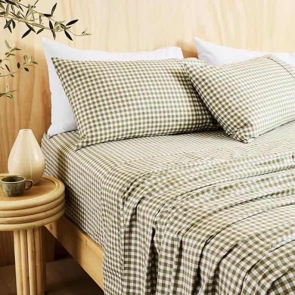 MyHouse Macy Sheet Set Moss Gingham / Queen