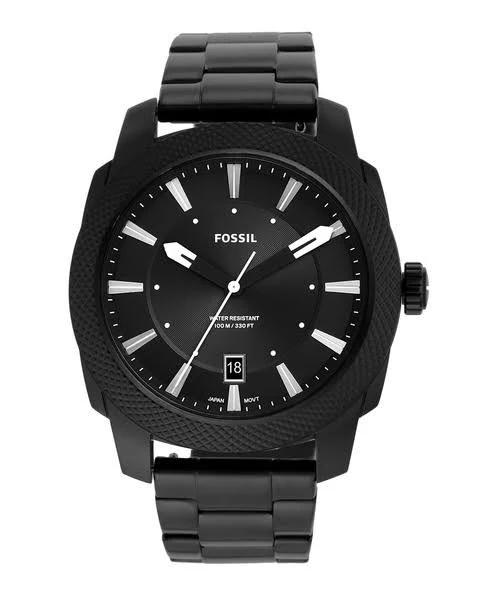 Fossil Men's Machine Three-Hand Date Black Stainless Steel Watch - Black - FS5971