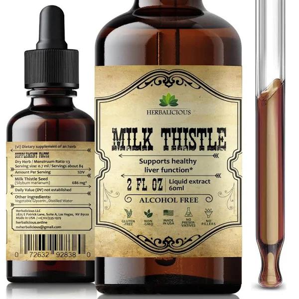 HERBALICIOUS Milk Thistle Organic Extract - All-Natural Cleanse And De