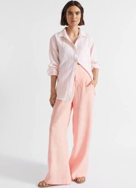 Seed Heritage Core Linen Waisted Pant in Tulip Pink Crossdye Pink 16