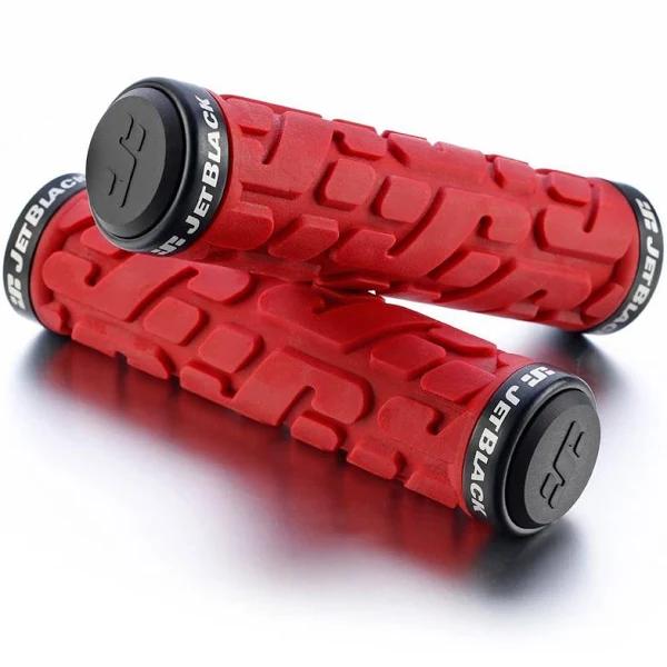 JetBlack Rivet Lock On Grips - Red/Black